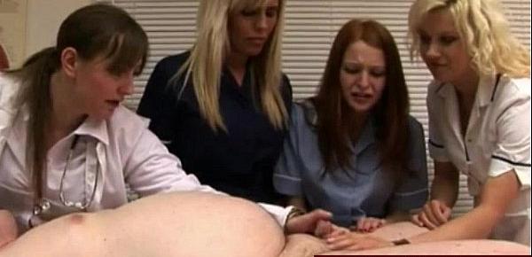  CFNM nurses try curing his small cock